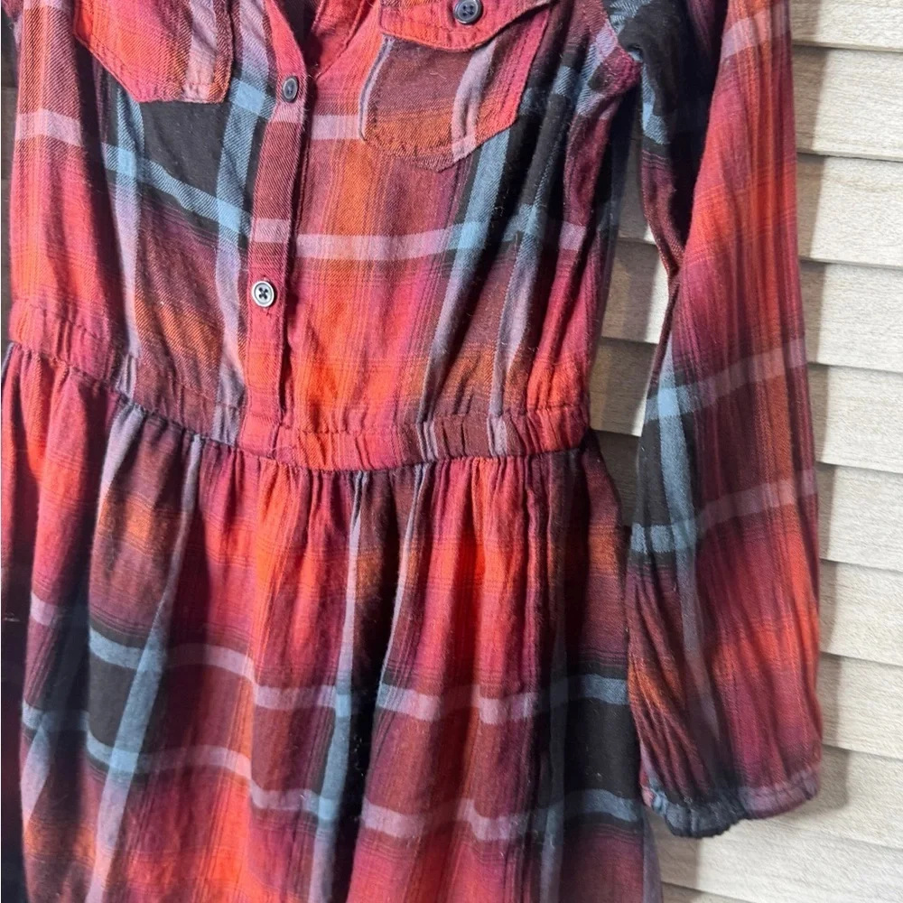 Joe Fresh Girls Plaid Shirt Dress 4T Red Black Buffalo Check Fall Dress